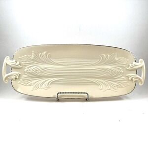 LENOX Spring Garden Celery Tray Silver Trim USA Condiment Serving Dish Ivory